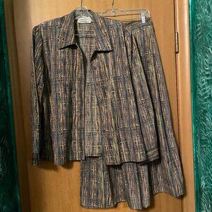 Michael Phillips Striped 2 piece blazer and button up skirt